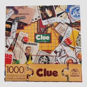 Spin Master Clue Board Game 1000 Piece Jigsaw Puzzle 6065795 with Poster New